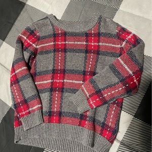 Adorable Gray and red plaid sweater by Janie and Jack!